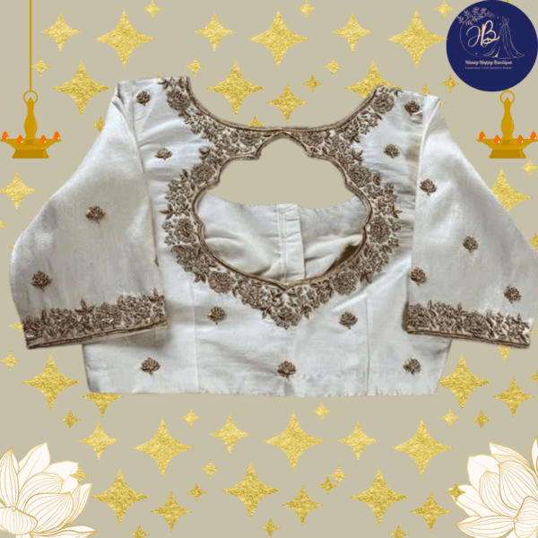 Soft Silk Blouse with Heavy Zardosi Work and Custom Stitching – Luxury Elegance